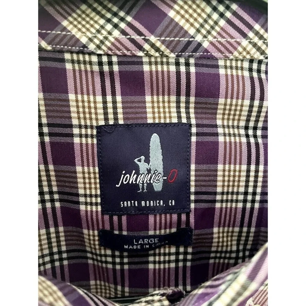 Johnnie-O Men's Long Sleeve Button Down Shirt Green Purple Size Large